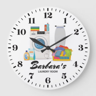 Lavandería con reloj de pared personalizado