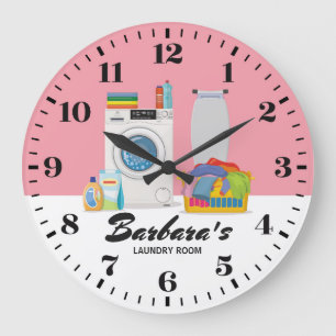 Lavandería con reloj de pared personalizado