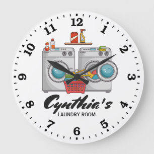 Lavandería con reloj de pared personalizado