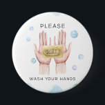 Lávate las manos | Botón de Ilustracion acuarela<br><div class="desc">Ilustracion de lavado de manos pintado a mano por una acuarela de moda. Agregue la redacción de su personalizado a este diseño utilizando los cuadros "Editar esta plantilla de diseño" situados en la parte derecha del elemento, o haga clic en el botón azul "Personalizar" para organizar el texto, cambiar los...</div>