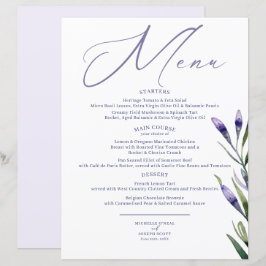 Lavender Bliss Elegant Watercolor Boda Menú
