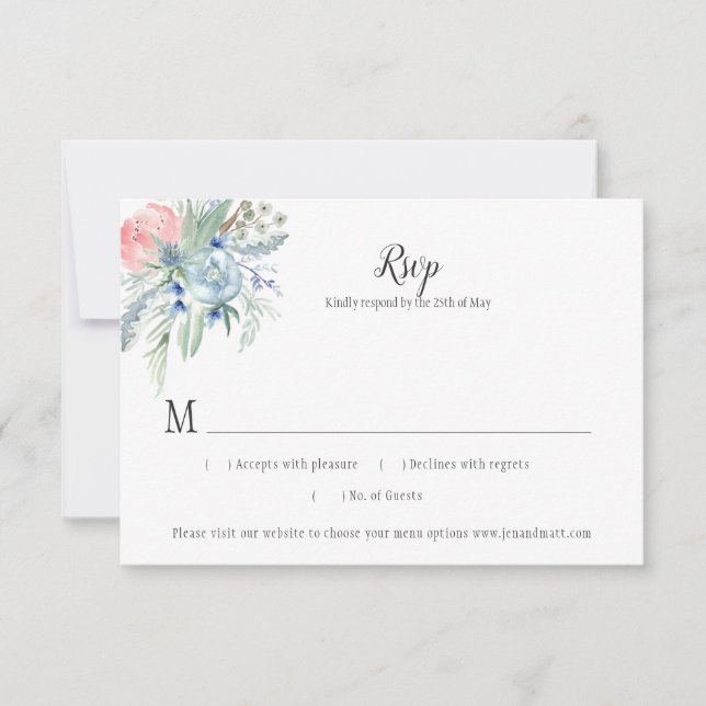Lavender Blue Pink Sage Green Floral RSVP (Anverso)