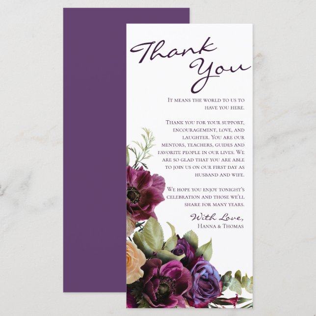 Lavender Boda Floral Gracias por colocar tarjeta (Anverso / Reverso)