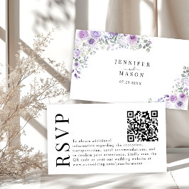 Lavender Boda Floral Púrpura RSVP Tarjetas de códi