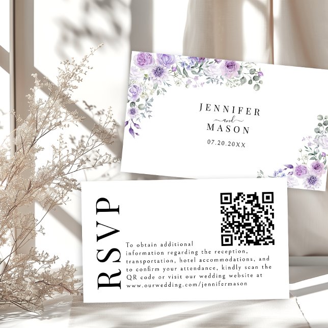 Lavender Boda Floral Púrpura RSVP Tarjetas de códi (Subido por el creador)