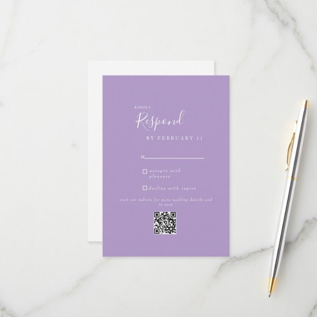 Lavender Boda moderno Código QR RSVP (Anverso/Reverso In Situ)