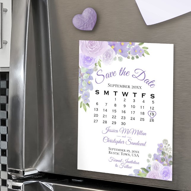 Lavender Boho Floral Guardar el imán del calendari (Magnetic for Easy Display!)