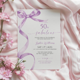Lavender Bow 50 y fabulosa invitación de cumpleaño