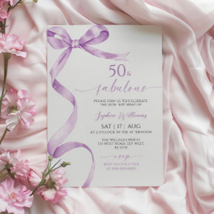 Lavender Bow 50 y fabulosa invitación de cumpleaño