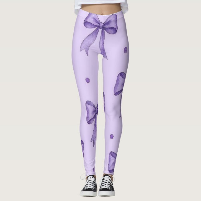 Lavender Bow Pattern Leggings (Anverso)