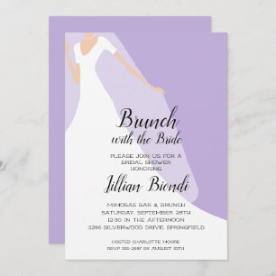 Lavender Bridal Shower Invitaciones vestido y velo