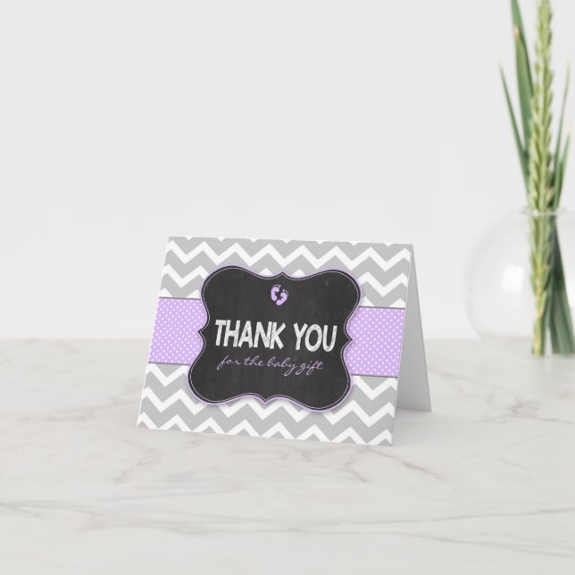 Lavender Chalkboard ducha de bebé gracias notas (Anverso)