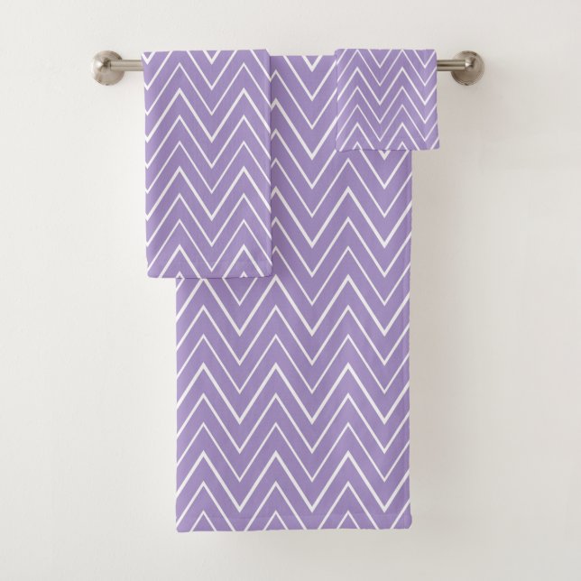 Lavender Chevron Tirado Baño Toalla Set (In situ)