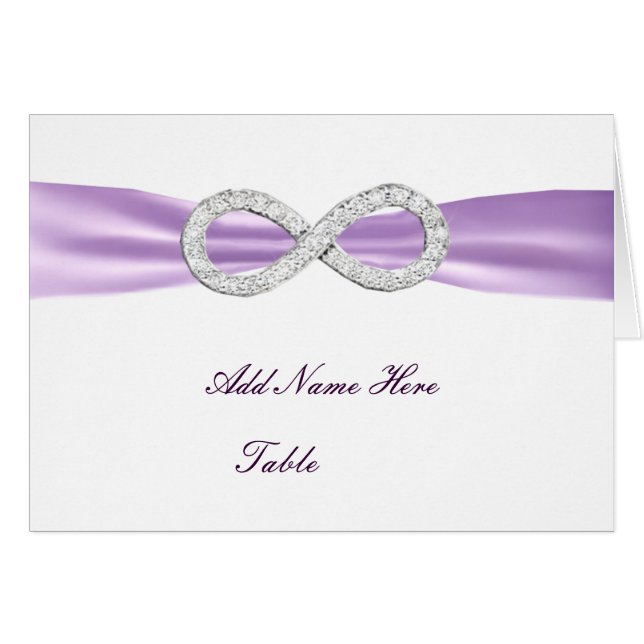 Lavender Diamond Infinity Boda Mesa Place Card (Anverso (Horizontal))