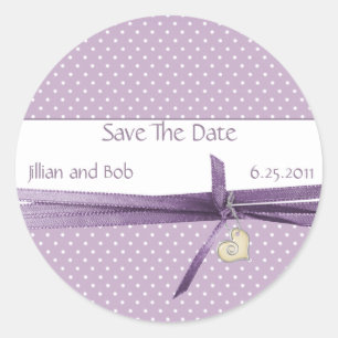 Lavender Dotted Swiss Save The Date Pegatina