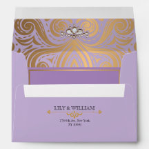 Lavender Elegant Artdeco Diamond Gold Boda