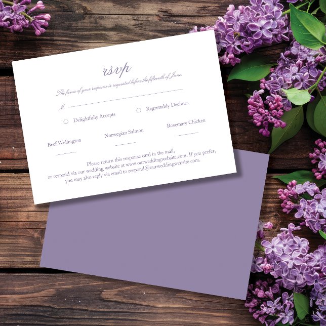 Lavender Elegant Script Wedding RSVP (Subido por el creador)