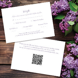 Lavender Elegant Script Wedding RSVP con código QR