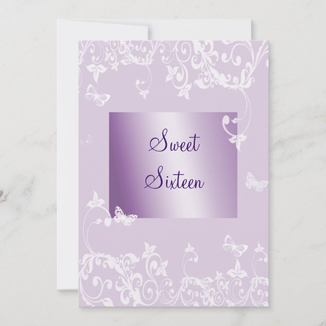 Lavender Elegant Sweet 16 cumpleaños Invitación (Anverso)