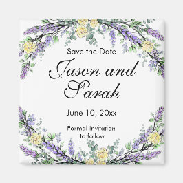 Lavender eucalipto imán de rosas amarillas