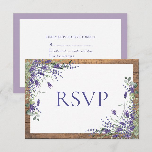 Lavender Eucalyptus Boda Botánica de Madera RSVP (Anverso / Reverso)