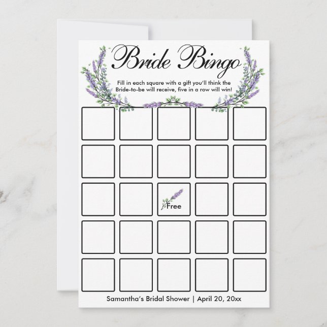 Lavender eucalyptus elegante tarjeta de juego de b (Anverso)