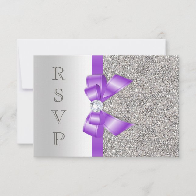 Lavender Faux Bow y Diamonds RSVP (Anverso)