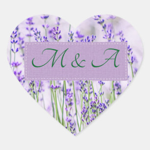 Lavender Fields Boda Pegatinas del corazón