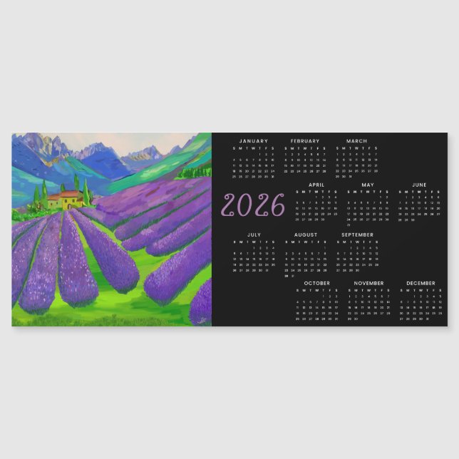 Lavender fields in the mountains  2026  Calendar (Anverso)