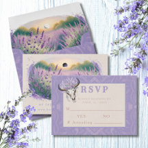Lavender Fields Western Boho Wedding Tarjeta RSVP