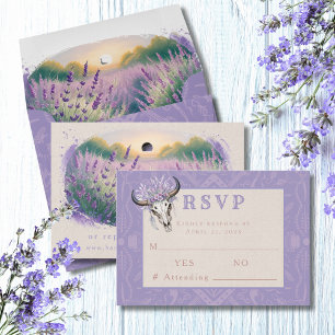 Lavender Fields Western Boho Wedding Tarjeta RSVP