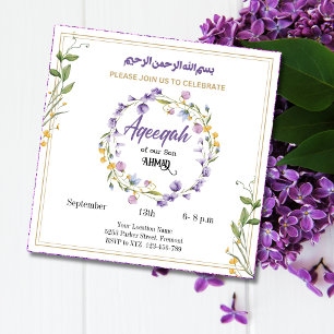 Lavender Floral Aqeeeqah- Aqiqah- Invitación musul