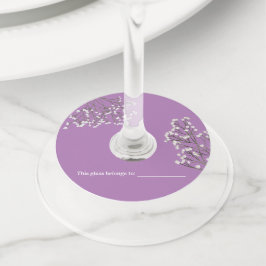 Lavender Floral Wine Glass Etiqueta