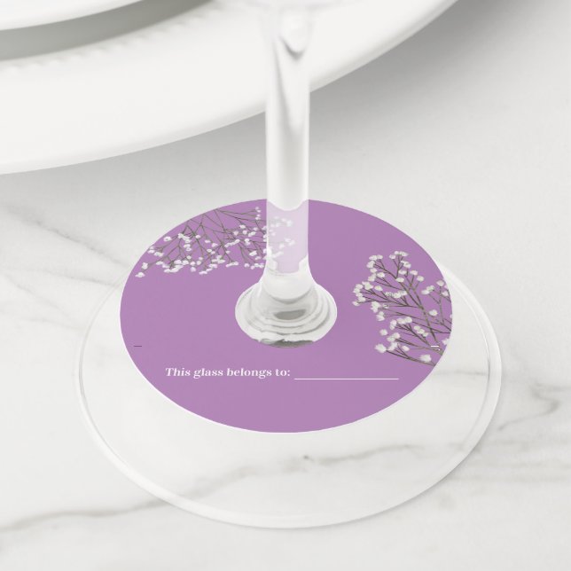Lavender Floral Wine Glass Etiqueta (Detalle)