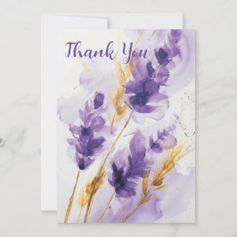 Lavender Golden Watercolor Floral Gracias Tarjeta
