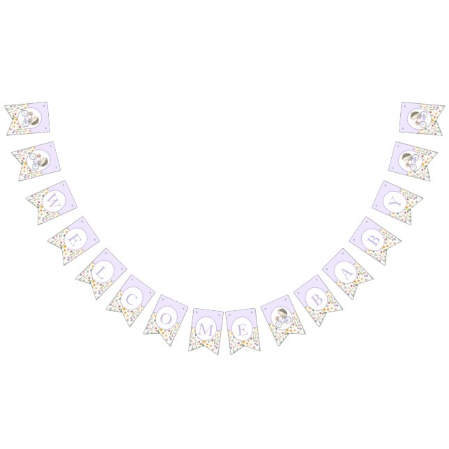 Lavender Hedgehog Bandera Baby Shower Bunting (Todo)