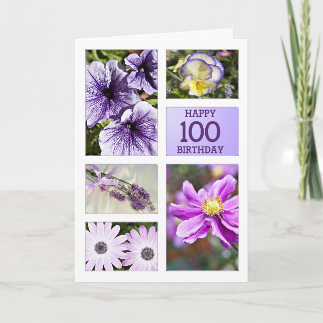 Lavender huele floral tarjeta de cumpleaños 100 (Anverso)
