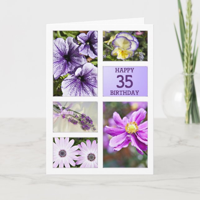 Lavender hues floral tarjeta de cumpleaños 35 (Anverso)