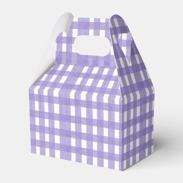 Lavender Lace Gingham Caja de Favor Gavilada (Front Side)