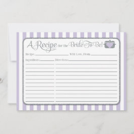 Lavender Lilac Gray Bridal Ducha Tarjeta de Receta