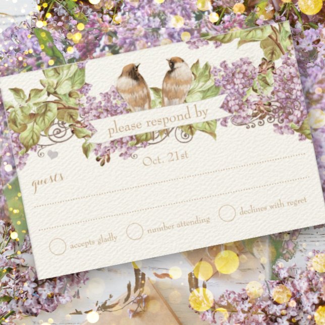 Lavender Lilac Love Bird Wedding RSVP (Subido por el creador)