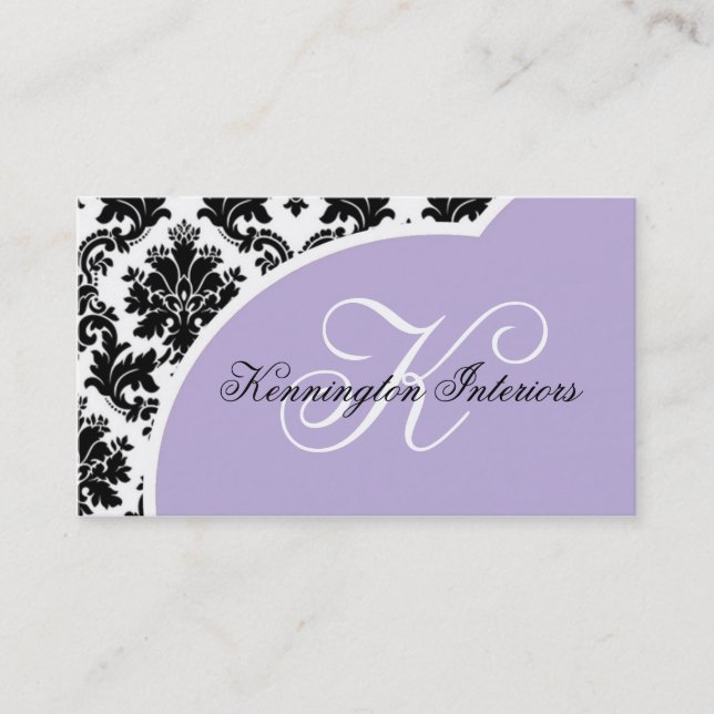 Lavender Lilac Purple Black Damask tarjetas de neg (Anverso)