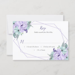 Lavender Mint Watercolor Peonies Geométrico RSVP