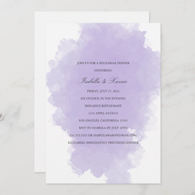 Lavender Mist | Invitación a la cena de ensayo (Anverso / Reverso)