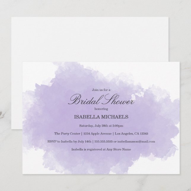 Lavender Mist | Invitación a la ducha de novia (Anverso / Reverso)