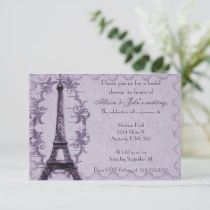 Lavender Paris Grunge Bridal Shower Invitación