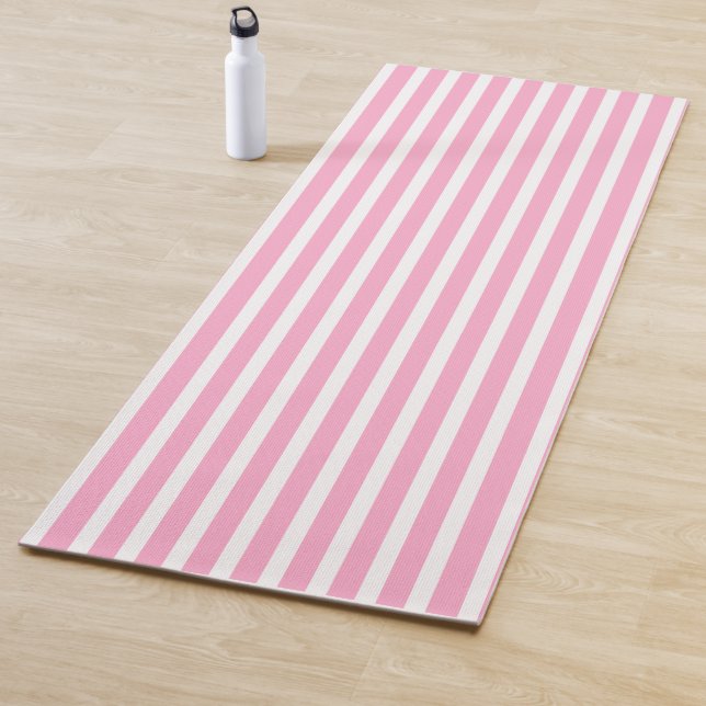 Lavender pink Vertical Stripped Yoga Mat (In situ)