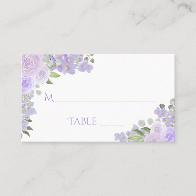 Lavender Purple Floral Elegante Boda Tarjeta de Es (Anverso)