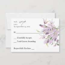 Lavender Purple Floral no Comida RSVP 2