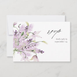 Lavender Purple Floral w Comida Tarjeta RSVP 2